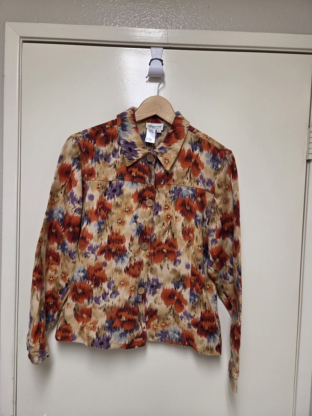 Vintage 90s Coldwater Creek Floral Colorful Textured Jacket Size Medium